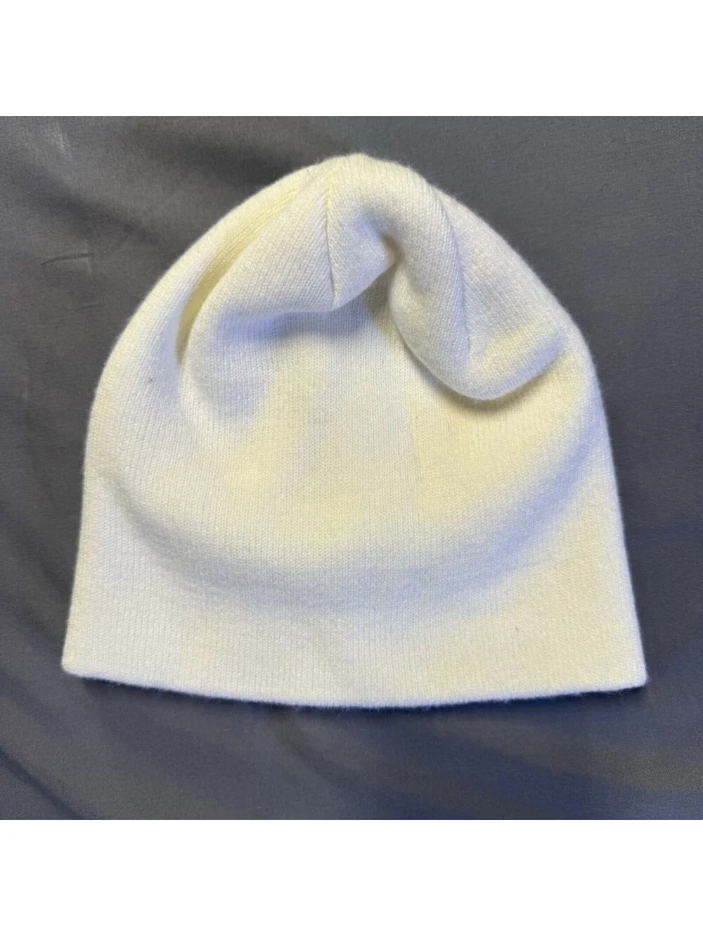 Love Your Melon Off White Knit Beanie Hat Cream Maple Leaf Tag Smiley Face